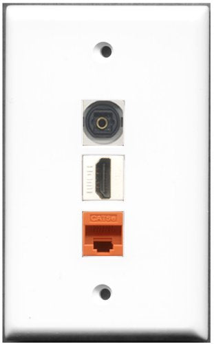 RiteAV - 1 Port HDMI 1 Toslink 1 Cat5e Ethernet Orange Wall Plate