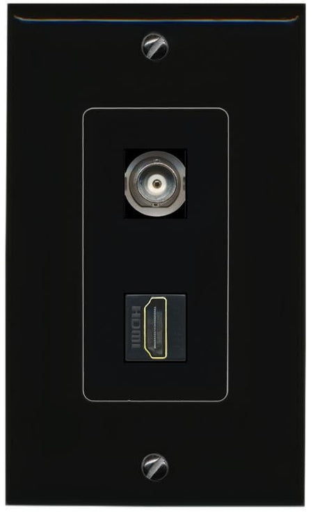 RiteAV BNC HDMI Wall Plate Decorative [Black]