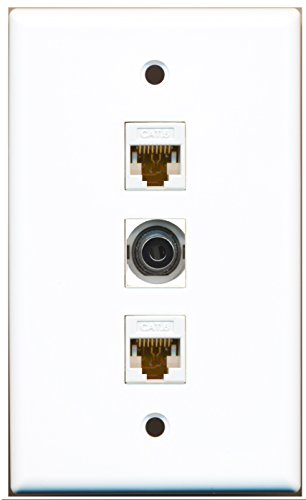 RiteAV - 1 Port 3.5mm 2 Port Cat6 Ethernet White Wall Plate