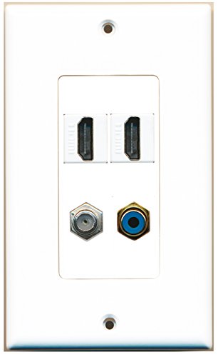 RiteAV 2 Port HDMI 1 Port RCA Blue 1 Port Coax Cable TV- F-Type Wall Plate OVERSIZED