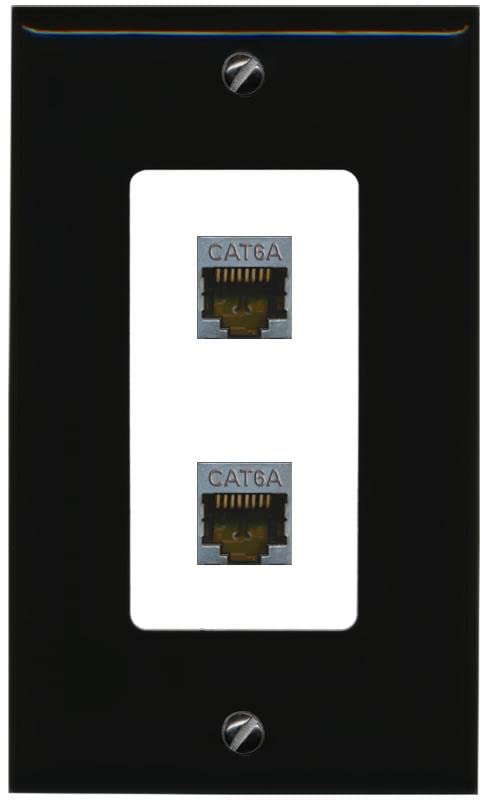 RiteAV 2 Port Cat6A Wall Plate - 1 Gang [Black/White]