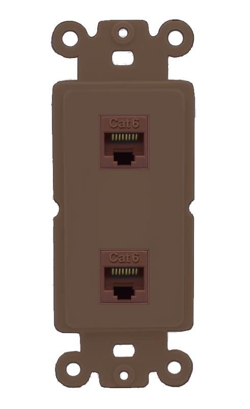 RiteAV 2 Port Cat6 Ethernet Wall Plate - Rocker [Brown/Brown]