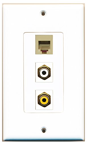 RiteAV 1 Port RCA White 1 Port RCA Yellow 1 Port Phone RJ11 RJ12 Beige Wall Plate OVERSIZED