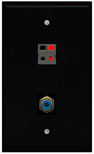 RiteAV - Black 1 Port RCA Blue 1 Port Speaker Wall Plate