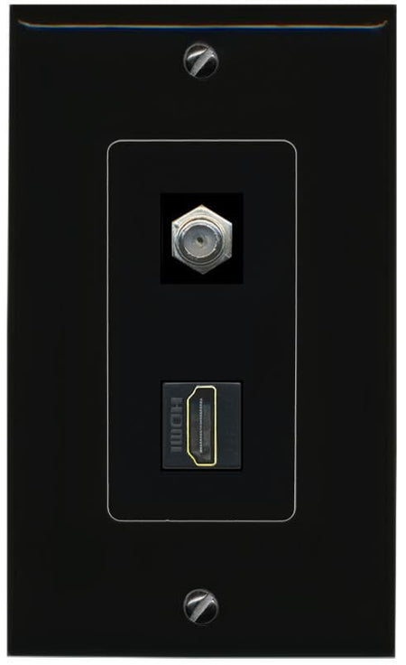RiteAV Coax HDMI Wall Plate Decorative [Black]