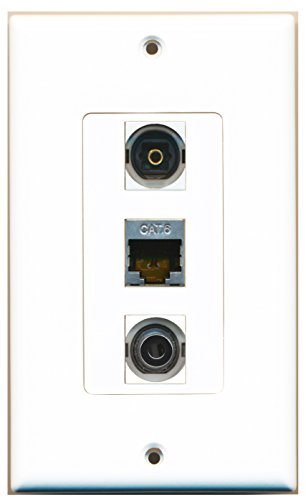 RiteAV 1 Port Shielded Cat6 Ethernet 1 Port Toslink 1 Port 3.5mm Wall Plate OVERSIZED
