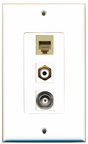 RiteAV 1 Port RCA White 1 Port Phone RJ11 RJ12 Beige 1 Port BNC Wall Plate OVERSIZED