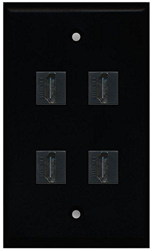 RiteAV (1 Gang Flat 4 HDMI Black Wall Plate Black