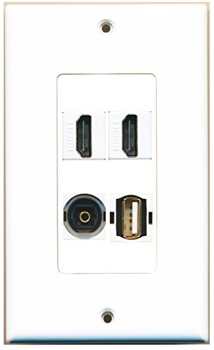 RiteAV 2 Port HDMI 1 Port USB A-A 1 Port Toslink Wall Plate OVERSIZED