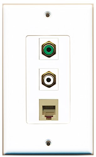 RiteAV 1 Port RCA White 1 Port RCA Green 1 Port Phone RJ11 RJ12 Beige Wall Plate OVERSIZED