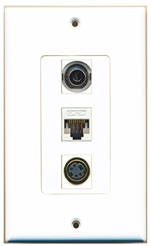 RiteAV 1 Port S-Video 1 Port 3.5mm 1 Port Cat5e Ethernet White Wall Plate OVERSIZED