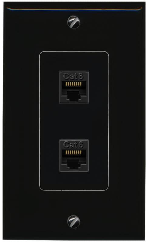 RiteAV 2 CAT6 Wall Plate Decorative [Black]