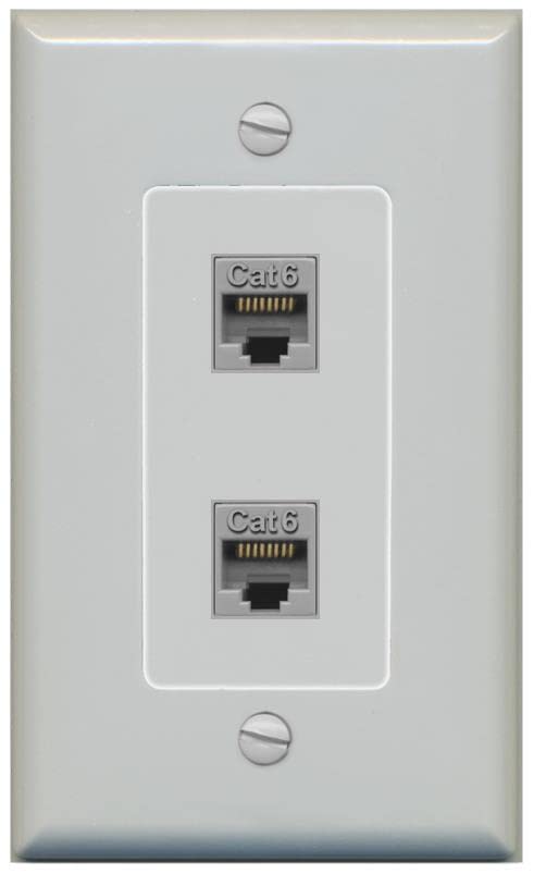 RiteAV 2 Port Cat6 Ethernet Wall Plate - 1 Gang [Gray/Gray]