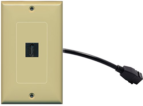 RiteAV (1 Gang Decorative HDMI Wall Plate w/Pigtail Extension Cable Ivory