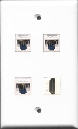 RiteAV - 1 Port HDMI 3 Port Cat5e Ethernet White Wall Plate
