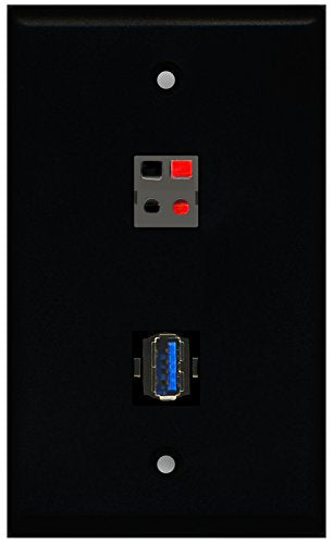 RiteAV - Black 1 Port USB 3.0 1 Port Speaker Wall Plate