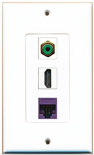 RiteAV 1 Port HDMI 1 RCA Green 1 Cat5e Ethernet Purple Wall Plate OVERSIZED