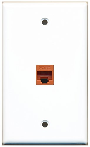 RiteAV - 1 Port Cat5e Ethernet Orange Wall Plate White RAV1006