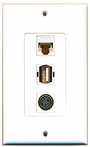 RiteAV 1 Port USB A-A 1 Port S-Video 1 Port Cat6 Ethernet White Wall Plate Oversized