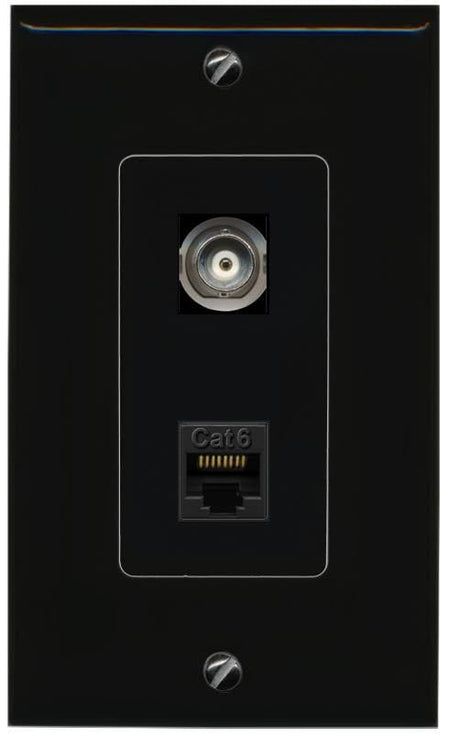 RiteAV BNC CAT6 Wall Plate Decorative [Black]
