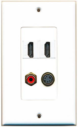 RiteAV 2 Port HDMI 1 Port RCA Red 1 Port S-Video Wall Plate OVERSIZED