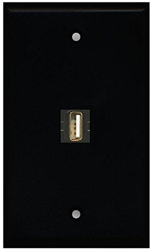 RiteAV USB A-A (Black) Wall Plate 1 Gang Flat Black