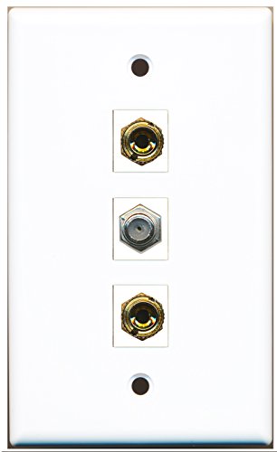 RiteAV - 1 Port Coax Cable TV- F-Type 2 Port Banana Speaker Wall Plate