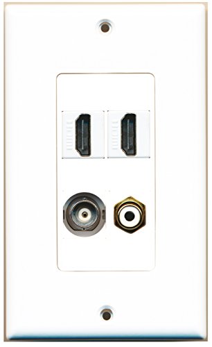 RiteAV 2 Port HDMI 1 Port RCA White 1 Port BNC Wall Plate OVERSIZED