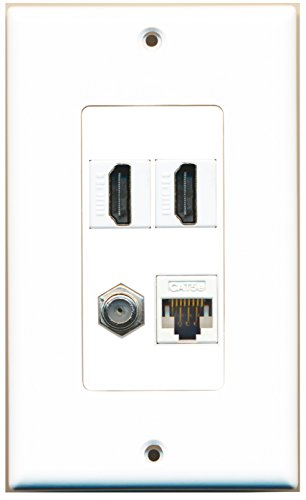 RiteAV 2 Port HDMI 1 Port Coax Cable TV- F-Type 1 Port Cat5e Ethernet White Wall Plate OVERSIZED