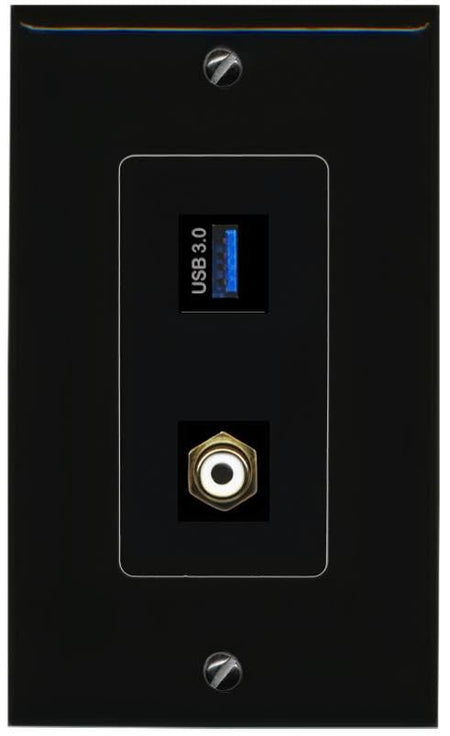 RiteAV RCA-White USB-3 Wall Plate Decorative [Black]