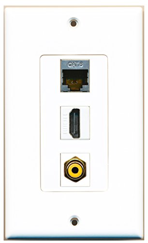 RiteAV 1 Port HDMI 1 RCA Yellow 1 Shielded Cat6 Ethernet Wall Plate OVERSIZED