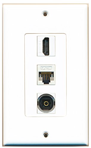 RiteAV 1 HDMI 1 Cat5e Ethernet White 1 Toslink Wall Plate OVERSIZED