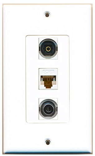 RiteAV 1 Port Toslink 1 Port 3.5mm 1 Port Cat6 Ethernet White Wall Plate OVERSIZED
