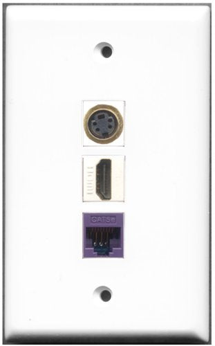 RiteAV - 1 Port HDMI 1 S-Video 1 Cat5e Ethernet Purple Wall Plate