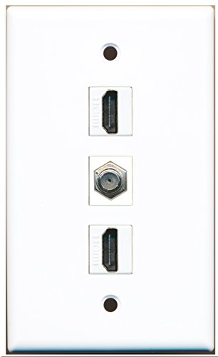 RiteAV - 2 Port HDMI and 1 Port Coax Cable TV- F-Type Wall Plate