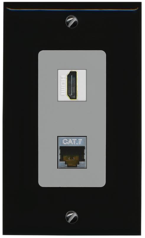 RiteAV HDMI and Cat7 Wall Plate - 1 Gang [Black/Gray]