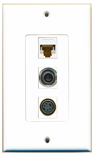 RiteAV 1 Port S-Video 1 Port 3.5mm 1 Port Cat6 Ethernet White Wall Plate OVERSIZED
