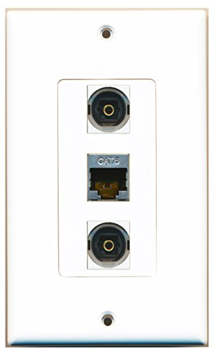 RiteAV 1 Port Shielded Cat6 Ethernet 2 Port Toslink Wall Plate OVERSIZED