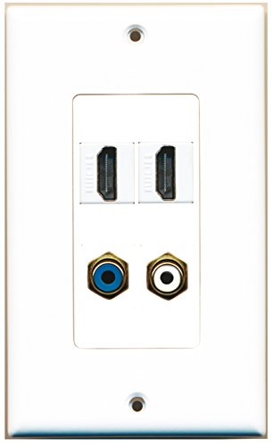 RiteAV 2 Port HDMI 1 Port RCA White 1 Port RCA Blue Wall Plate OVERSIZED