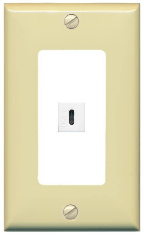 RiteAV USBC Wall Plate - 1 Gang [Ivory/White]