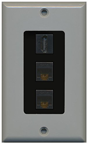 RiteAV - 1 Port HDMI 2 Port Cat6 Ethernet Decorative Wall Plate - Gray/Black