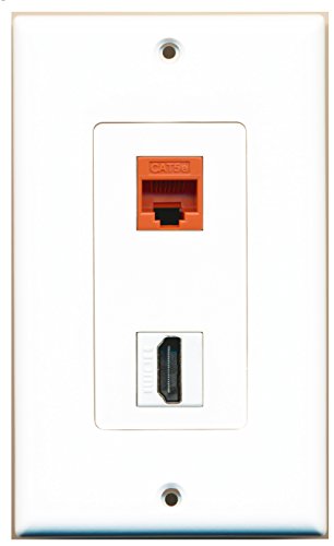 RiteAV 1 Cat5e Orange Ethernet Port and 1 HDMI Female Wall Plate OVERSIZED