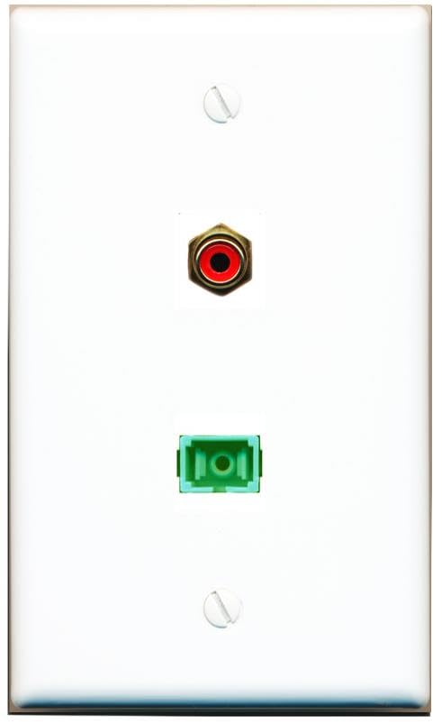 RiteAV 1 Port RCA RED SC/APC Singlemode Simplex Flat Wall Plate White