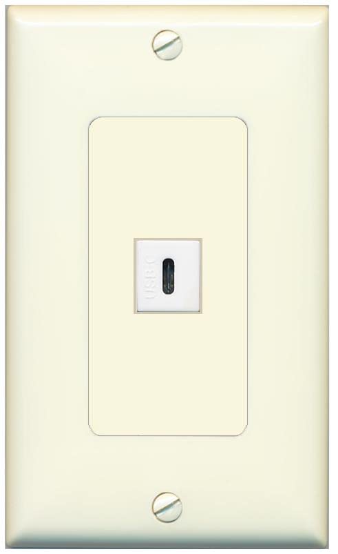 RiteAV USBC Wall Plate - 1 Gang [Light-Almond]