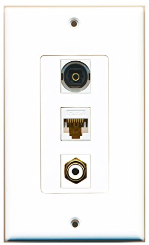 RiteAV 1 Port RCA White 1 Port Toslink 1 Port Cat6 Ethernet White Wall Plate OVERSIZED