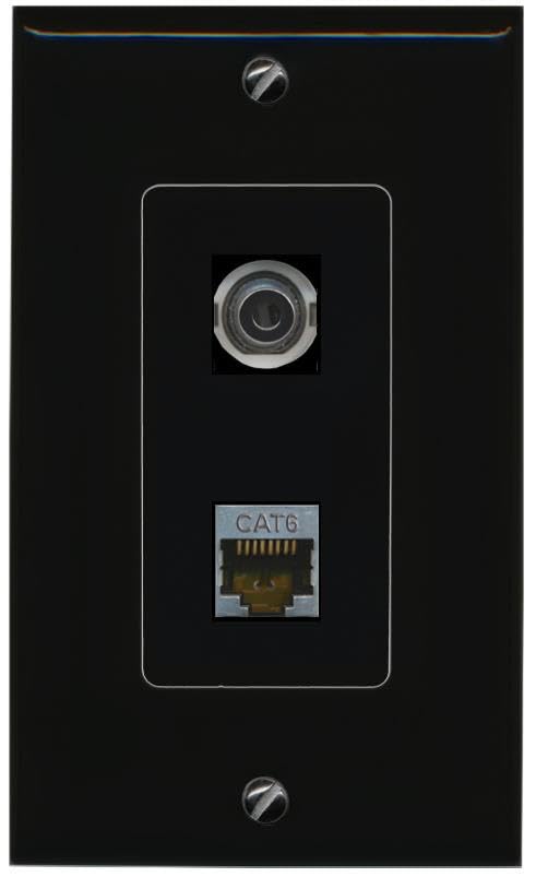 RiteAV 3.5mm CAT6-SHIELDED Wall Plate Decorative [Black]