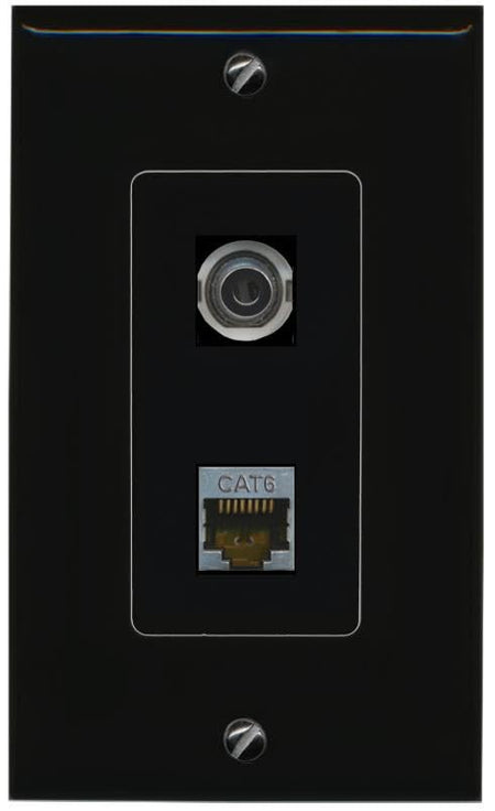 RiteAV 3.5mm CAT6-SHIELDED Wall Plate Decorative [Black]