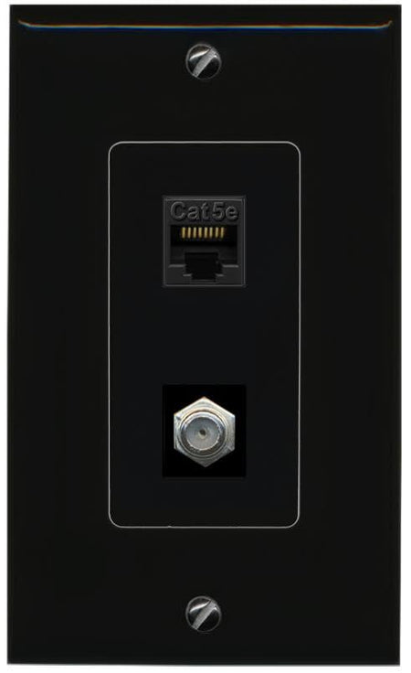 RiteAV CAT5E Coax Wall Plate Decorative [Black]