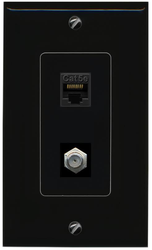 RiteAV CAT5E Coax Wall Plate Decorative [Black]