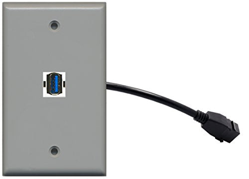 RiteAV (1 Gang Flat USB 3 Wall Plate w/Pigtail Extension Cable Gray